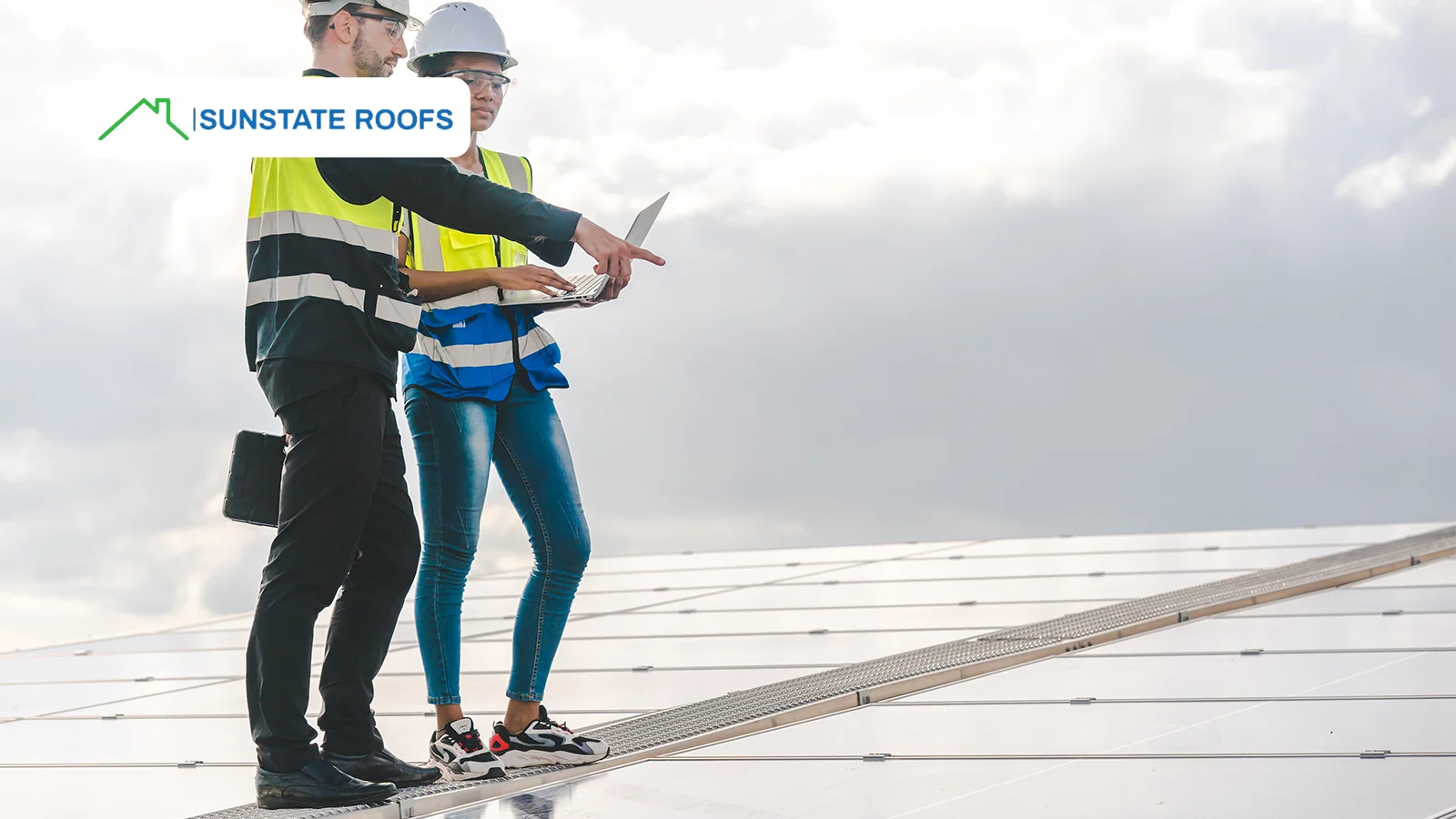 Sunstate Roofs professionals inspecting a residential roof to assess durability and recommend the best roofing materials for homes.